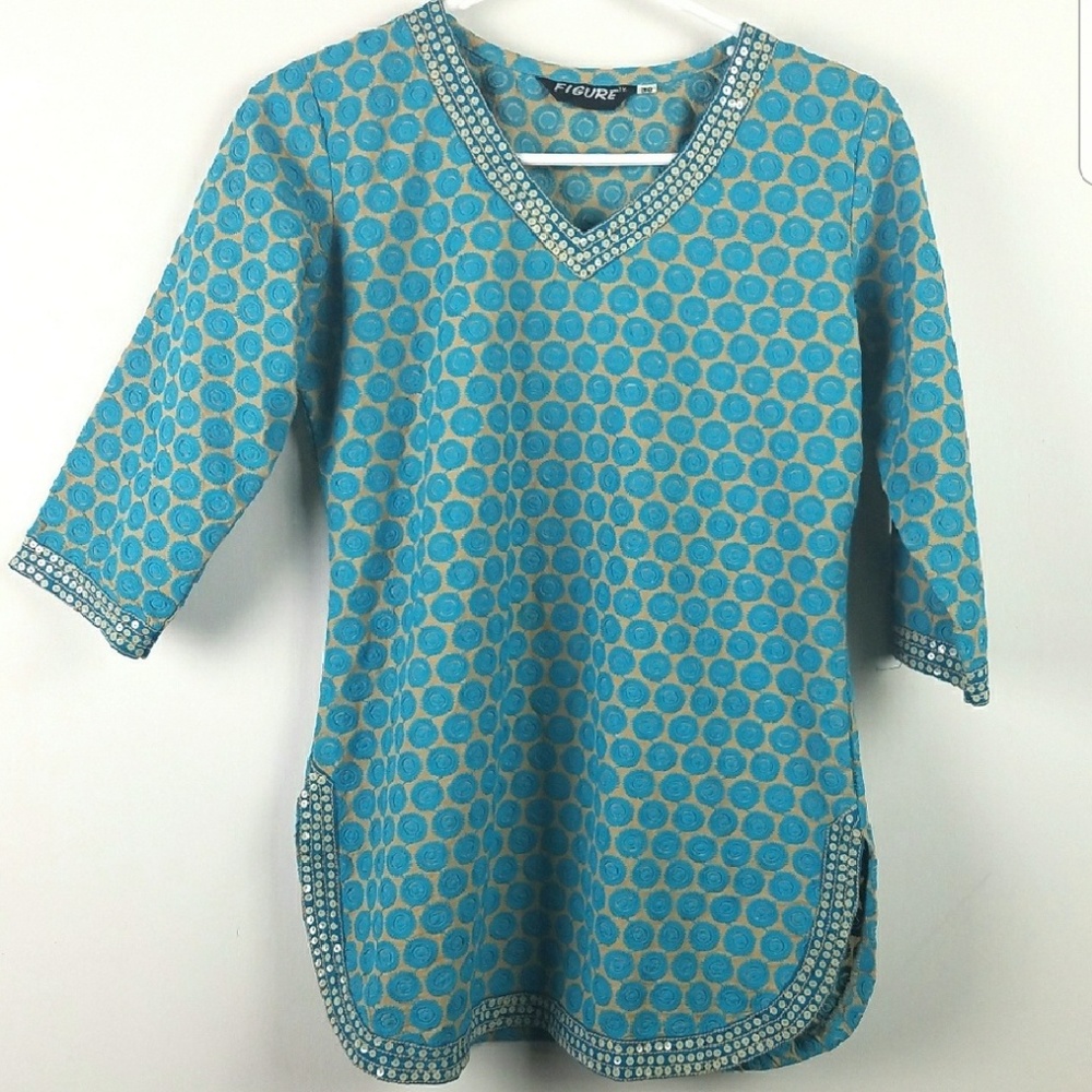 Embroidered Tunic with Sequins Sz 38